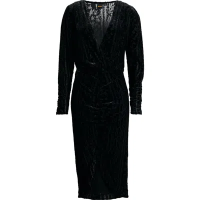 Hugo Boss Boss Orange Efilo Long Sleeve Burnout Dress In Black
