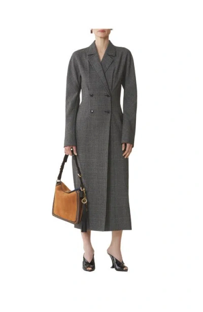Lanvin Double-breasted Prince Of Wales Wool Dress In Gray