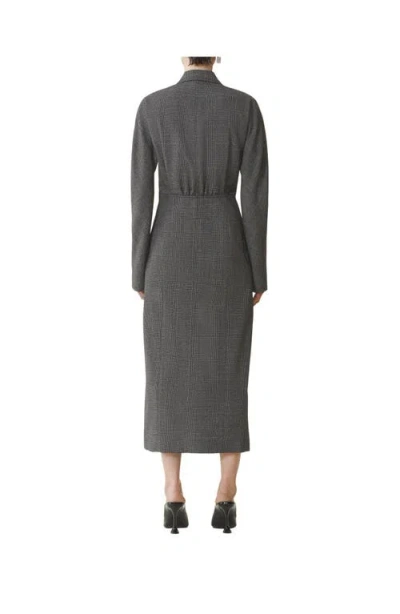 Lanvin Double-breasted Prince Of Wales Wool Dress In Gray