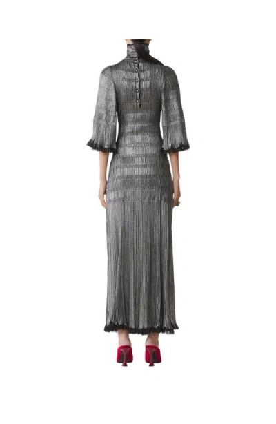 Lanvin Midi Dress In Metallic Viscose In Black