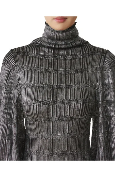 Lanvin Midi Dress In Metallic Viscose In Black