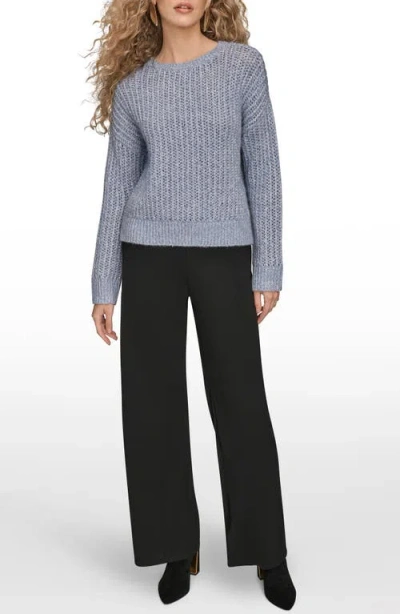 Donna Karan New York Open Stitch Crewneck Sweater In Gray