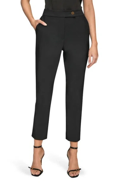Donna Karan New York Side Button Flat Front Ankle Pants In Black