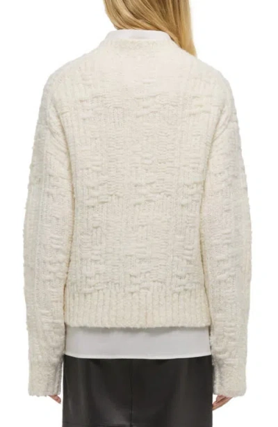 Helmut Lang Textured Merino Wool Blend Sweater In White