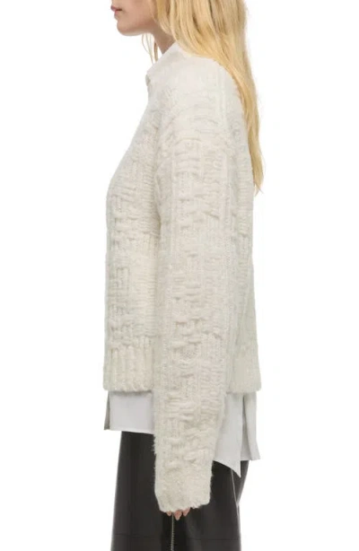 Helmut Lang Textured Merino Wool Blend Sweater In White