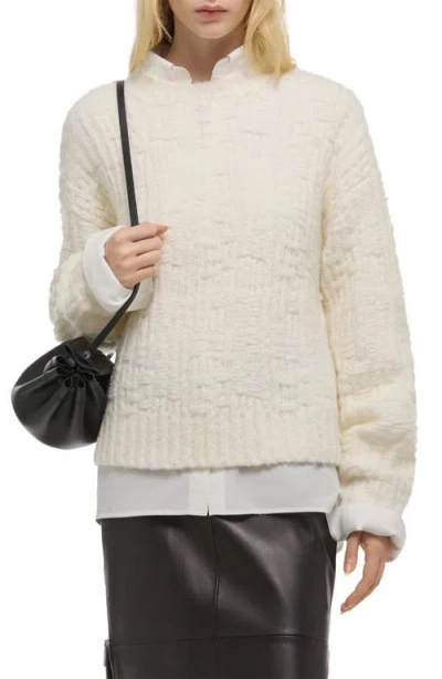 Helmut Lang Textured Merino Wool Blend Sweater In White