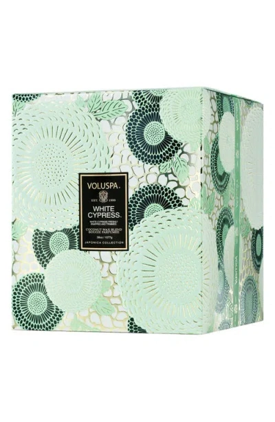 Voluspa White Cypress Three-wick Hearth Candle In Green