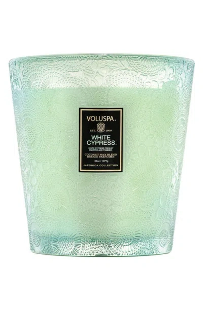 Voluspa White Cypress Three-wick Hearth Candle In Green