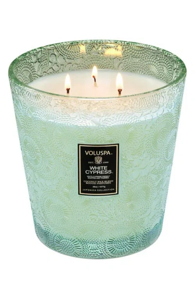 Voluspa White Cypress Three-wick Hearth Candle In Green