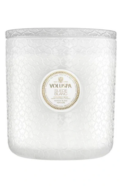 Voluspa Suede Blanc Five-wick Hearth Candle In White
