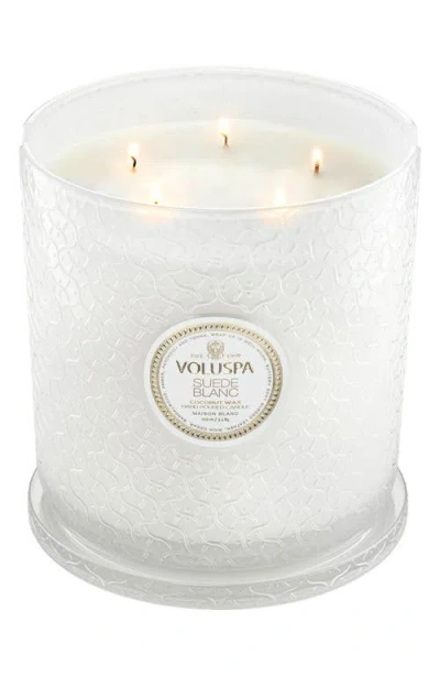 Voluspa Suede Blanc Five-wick Hearth Candle In White