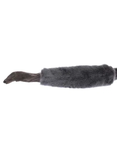 Dolce & Gabbana Gray Mink Fur Lambskin Suede Leather Gloves In Gray