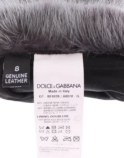 Dolce & Gabbana Gray Mink Fur Lambskin Suede Leather Gloves In Gray