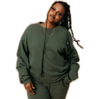 Ocio Organic Cotton Teddy Oversized Crewneck In Green