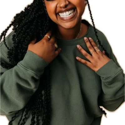 Ocio Organic Cotton Teddy Oversized Crewneck In Green