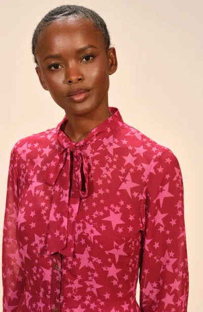 Isaac Mizrahi New York Star Print Long Sleeve Shirtdress In Animal Print