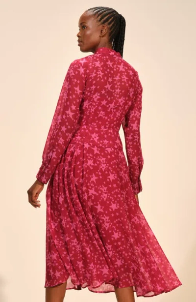 Isaac Mizrahi New York Star Print Long Sleeve Shirtdress In Animal Print