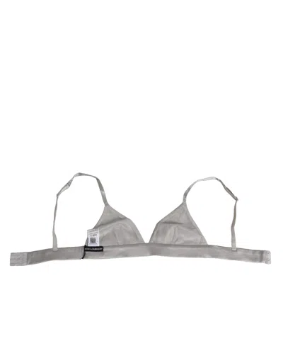 Dolce & Gabbana Gray Silk Satin Triangle Soft Cup Bra Underwear In Gray