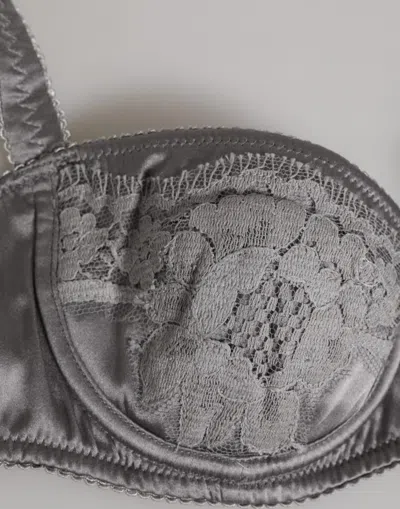 Dolce & Gabbana Gray Silk Underwired Balconette Bra Underwear In Gray