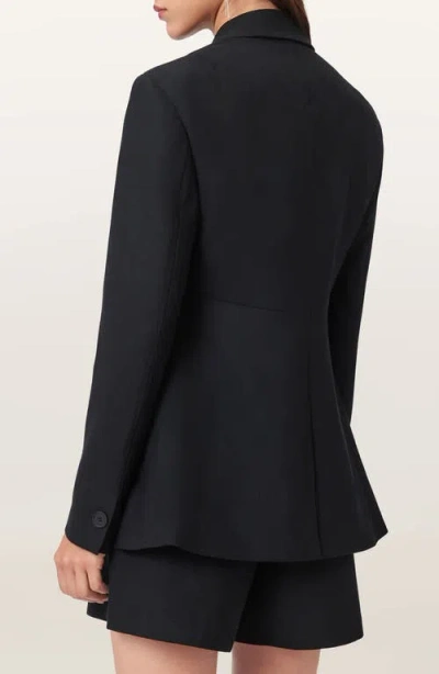Allsaints Mimmie Zip Pocket Double Breasted Blazer In Black