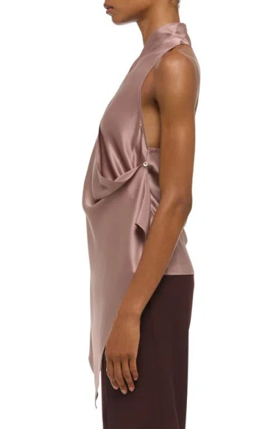 Helmut Lang Drape Sleeveless Silk Top In Pink