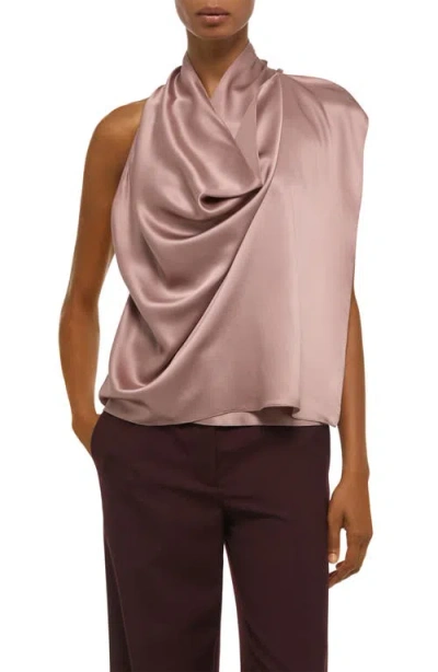 Helmut Lang Drape Sleeveless Silk Top In Pink