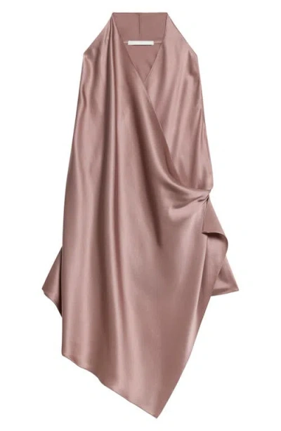 Helmut Lang Drape Sleeveless Silk Top In Pink