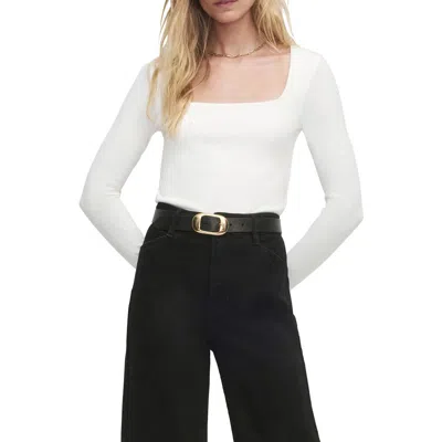 Favorite Daughter The Harvey Fitted Square Neck Rib Sweater In White