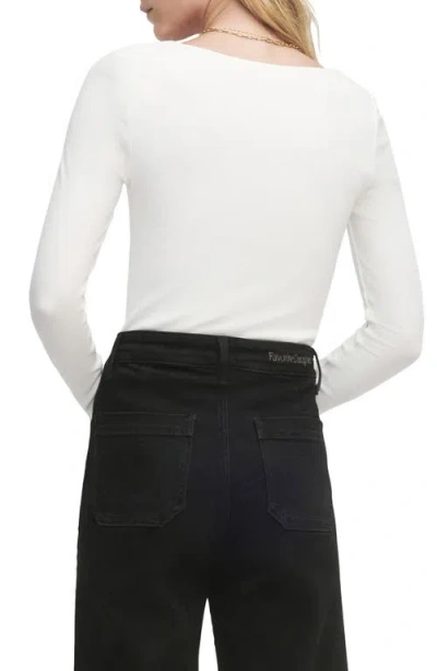 Favorite Daughter The Harvey Fitted Square Neck Rib Sweater In White
