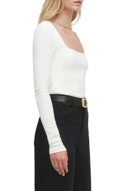 Favorite Daughter The Harvey Fitted Square Neck Rib Sweater In White