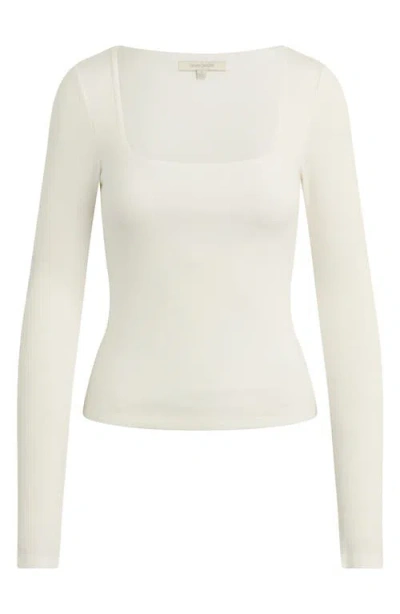 Favorite Daughter The Harvey Fitted Square Neck Rib Sweater In White