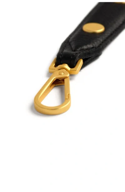 Hammitt Riveted Shoulder Strap Black Pebbled Brushed Gold In Black