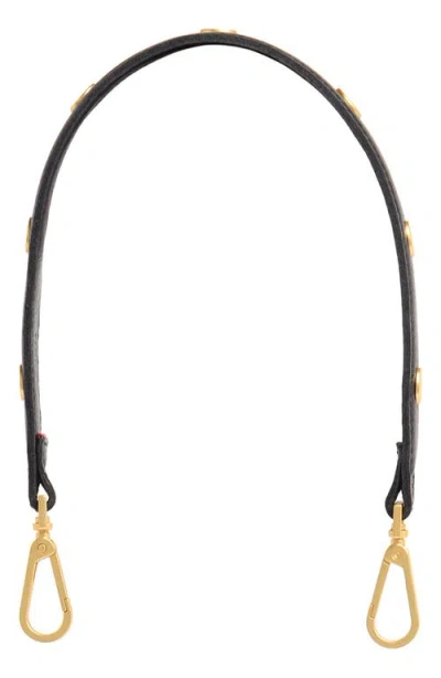 Hammitt Riveted Shoulder Strap Black Pebbled Brushed Gold In Black