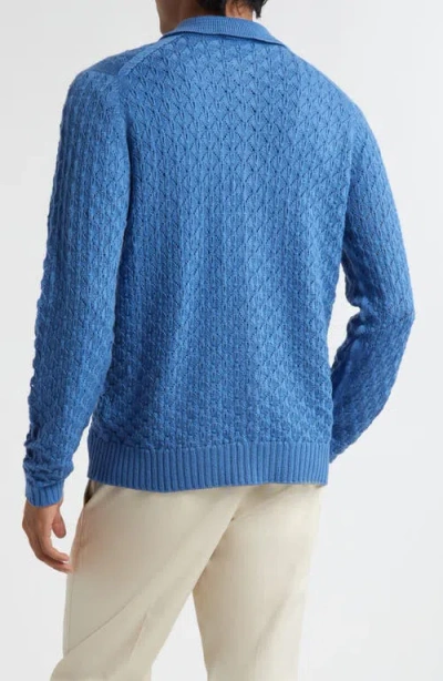 John Smedley Winster Wool Cardigan In Blue