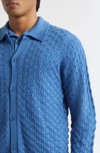 John Smedley Winster Wool Cardigan In Blue