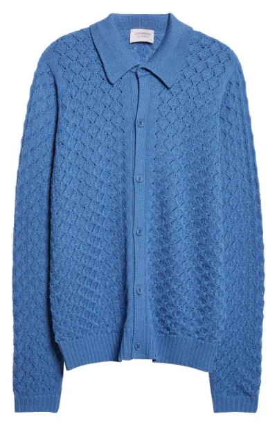 John Smedley Winster Wool Cardigan In Blue