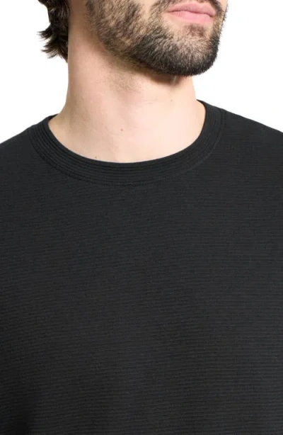 Theory Delroy In Studio T Jacquard Relaxed Fit Long Sleeve Tee In Black
