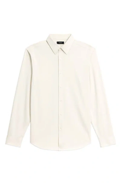 Theory Sylvain Nd Structure Knit Button-up Shirt In White