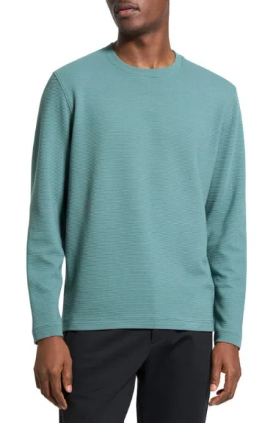Theory Delroy In Studio T Jacquard Relaxed Fit Long Sleeve Tee In Green