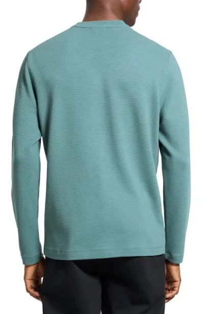 Theory Delroy In Studio T Jacquard Relaxed Fit Long Sleeve Tee In Green