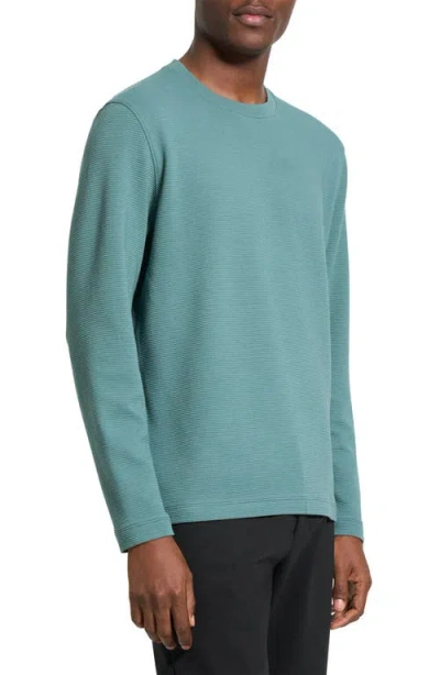 Theory Delroy In Studio T Jacquard Relaxed Fit Long Sleeve Tee In Green