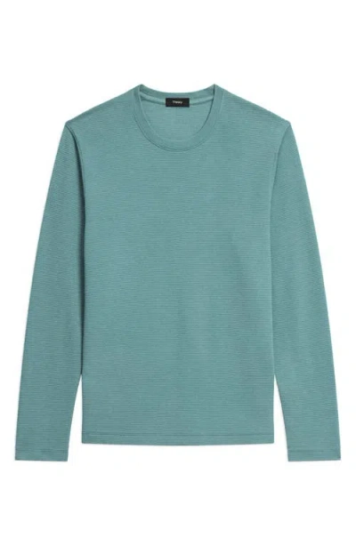 Theory Delroy In Studio T Jacquard Relaxed Fit Long Sleeve Tee In Green