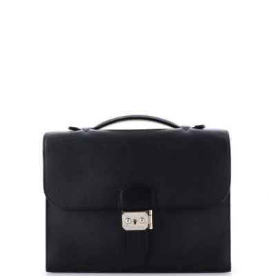 Pre-owned Hermes  Hermes Sac A Depeches Bag Epsom 27 In Black