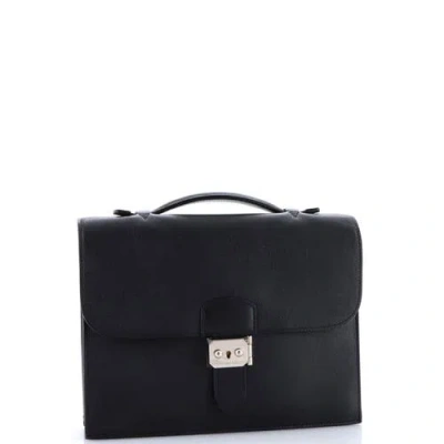 Pre-owned Hermes  Hermes Sac A Depeches Bag Epsom 27 In Black