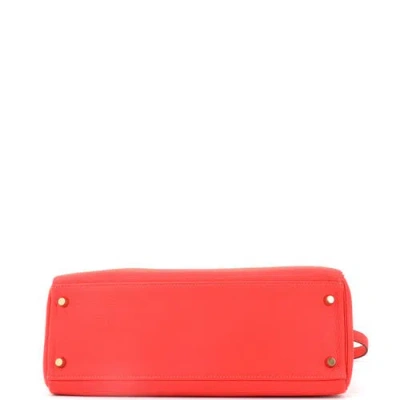 Pre-owned Hermes  Hermes Kelly Handbag Red Clemence With Gold Hardware 32 In Red