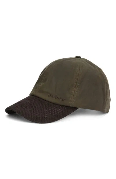 Barbour Ashby Adjustable Cotton Baseball Cap In Green