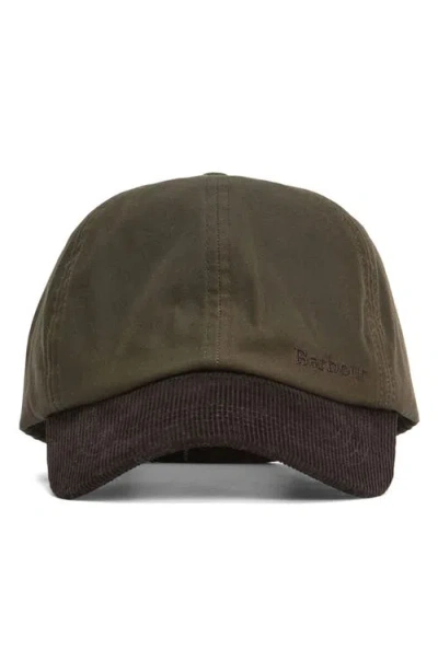 Barbour Ashby Adjustable Cotton Baseball Cap In Green