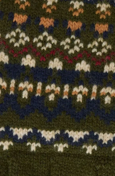 Barbour Marlow Fair Isle Wool-blend Knit Gloves In Green