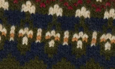 Barbour Marlow Fair Isle Wool-blend Knit Gloves In Green