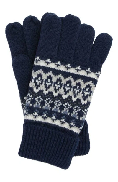 Barbour Marlow Fair Isle Wool-blend Knit Gloves In Blue